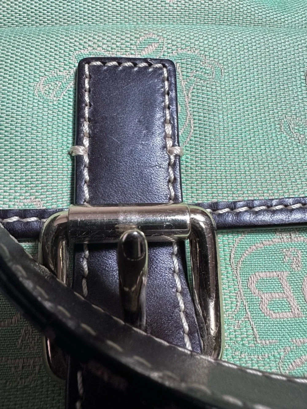 Dooney & Bourke Vintage Canvas Tote Bag Matching Coin Purse Set green/brown